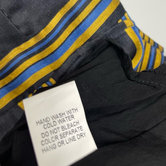 Honey Punch Linen Black Striped Ruffled Mini Wrap Dress Puff Sleeve NWT Boho S - Picture 11 of 16